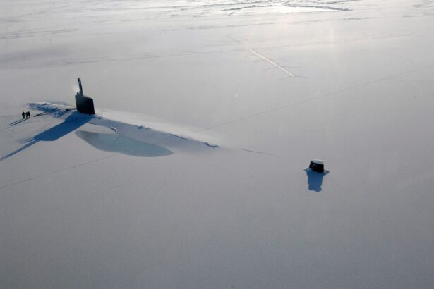 broken Arctic sea ice floating on cold ocean water